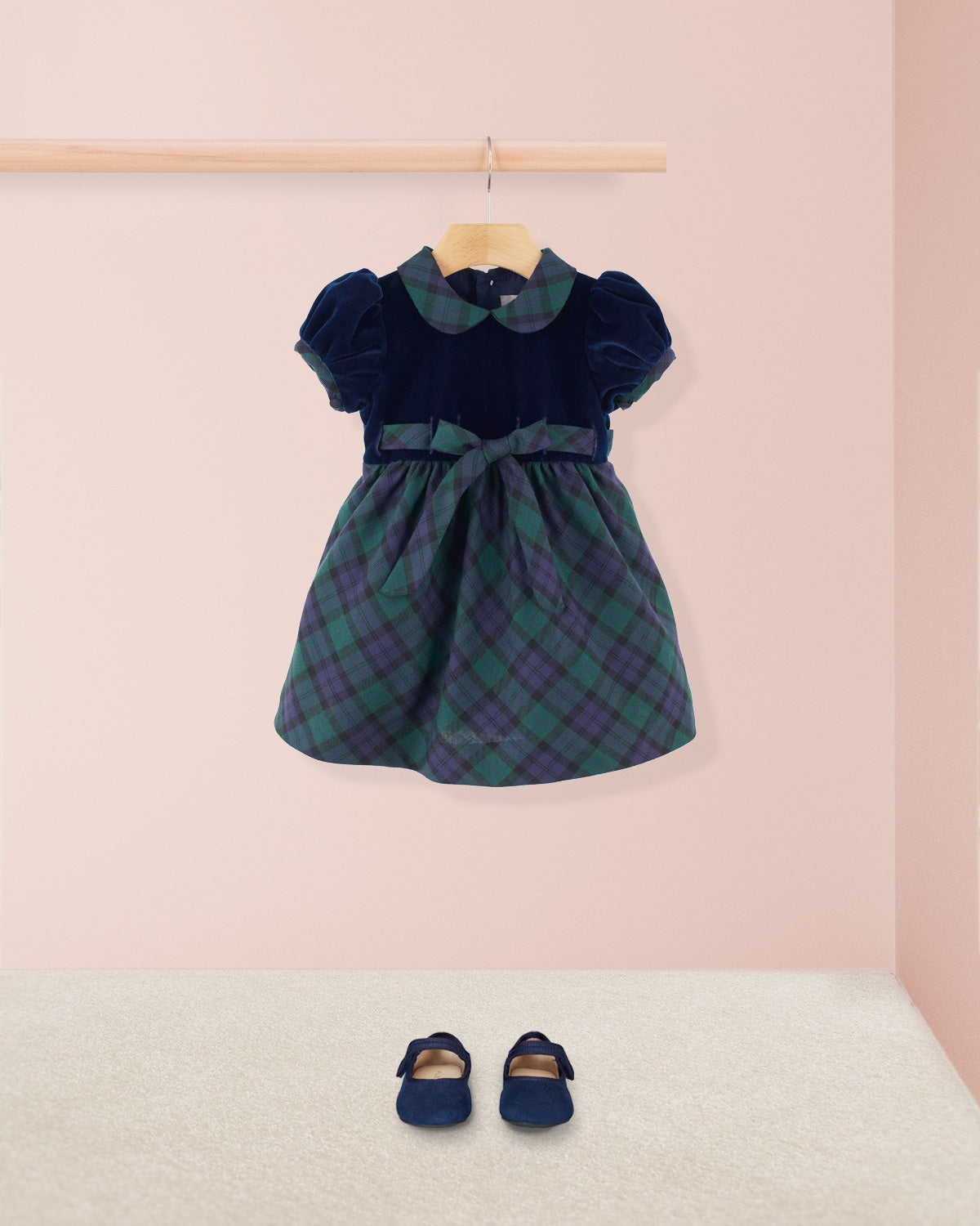 Baby Christelle Navy Velvet Holiday Dress  12m-3y - Baby Dress