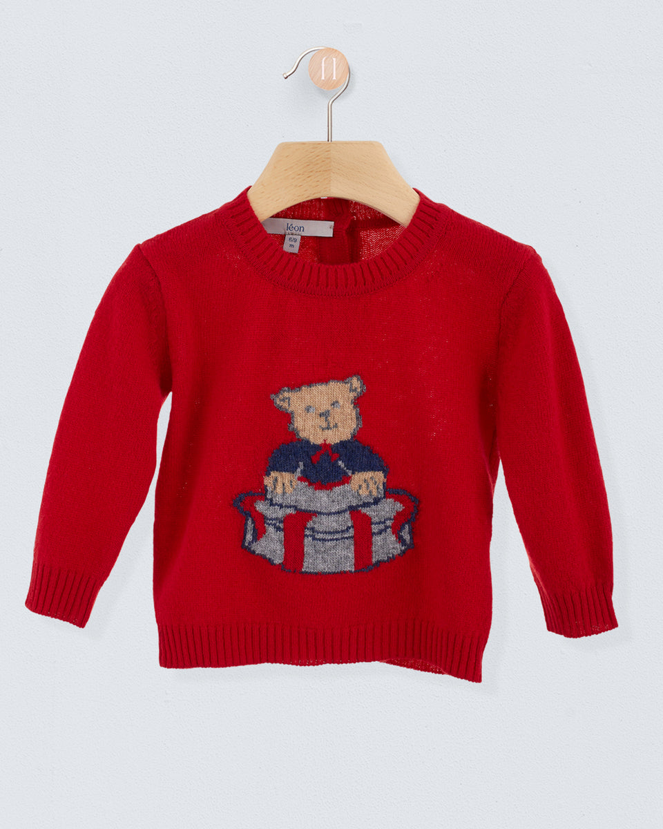 Bear Red Mélange Sweater  6/9-18/24m