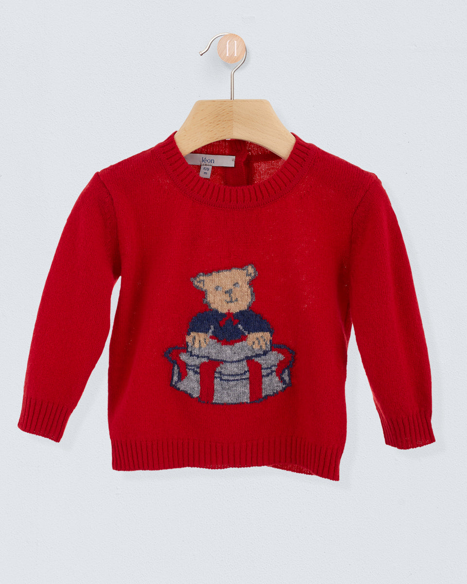 Bear Red Mélange Sweater  6/9-18/24m