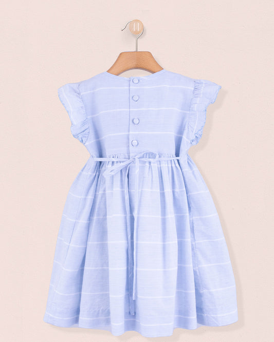 Beatrice Baby Blue Pinstripe Smock - Smocked Dress