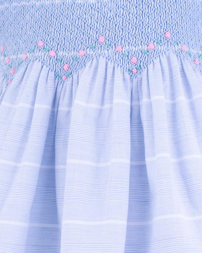 Beatrice Baby Blue Pinstripe Smock - Smocked Dress