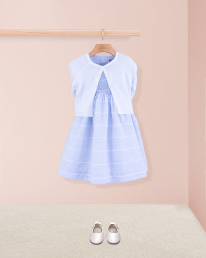 Beatrice Baby Blue Pinstripe Smock - Smocked Dress