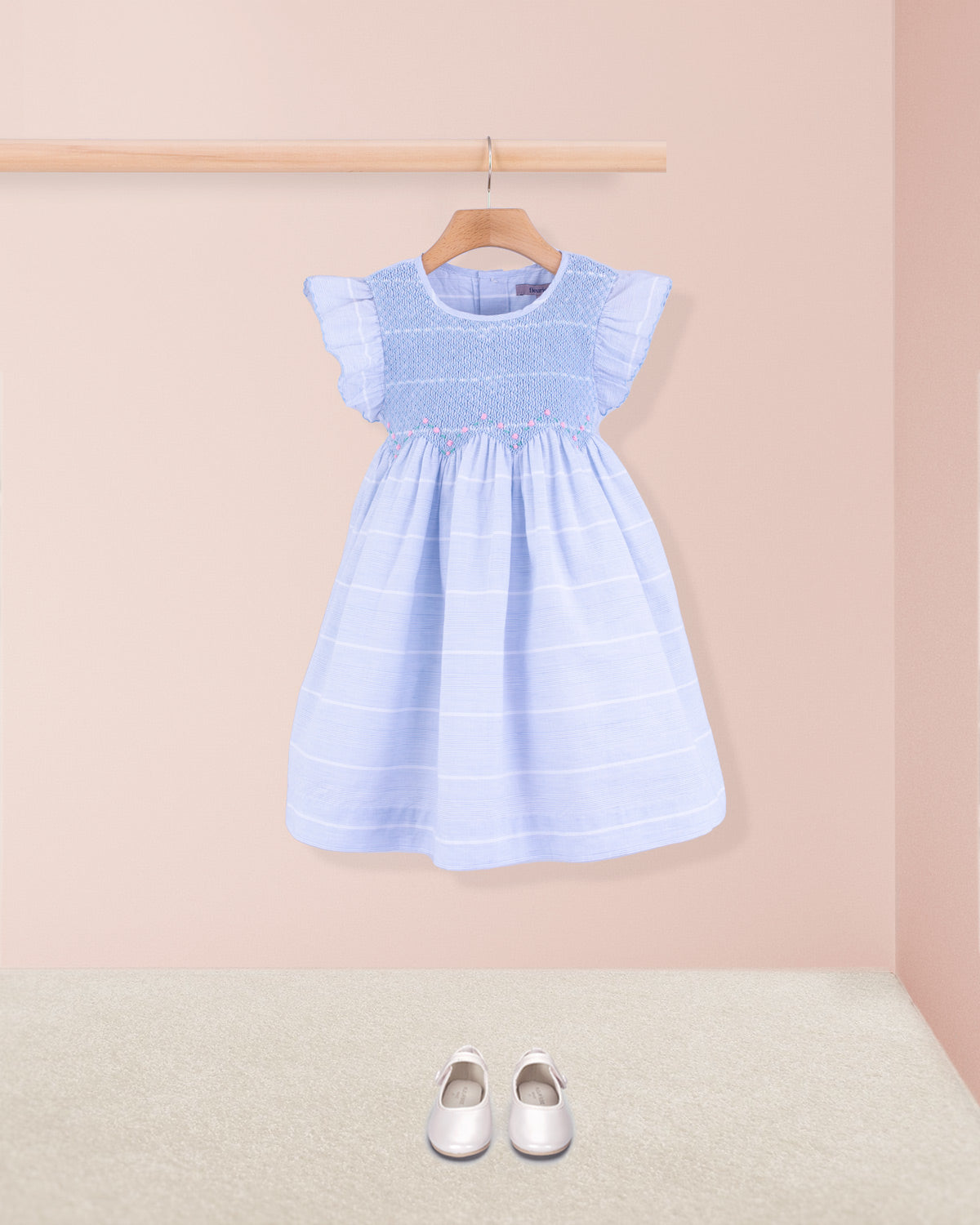 Beatrice Baby Blue Pinstripe Smock - Smocked Dress
