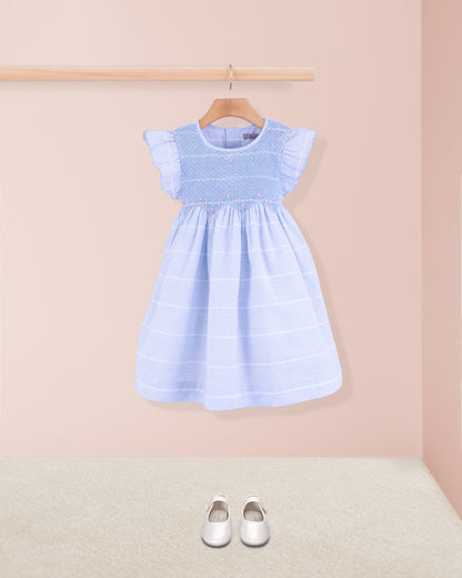 Beatrice Baby Blue Pinstripe Smock - Smocked Dress