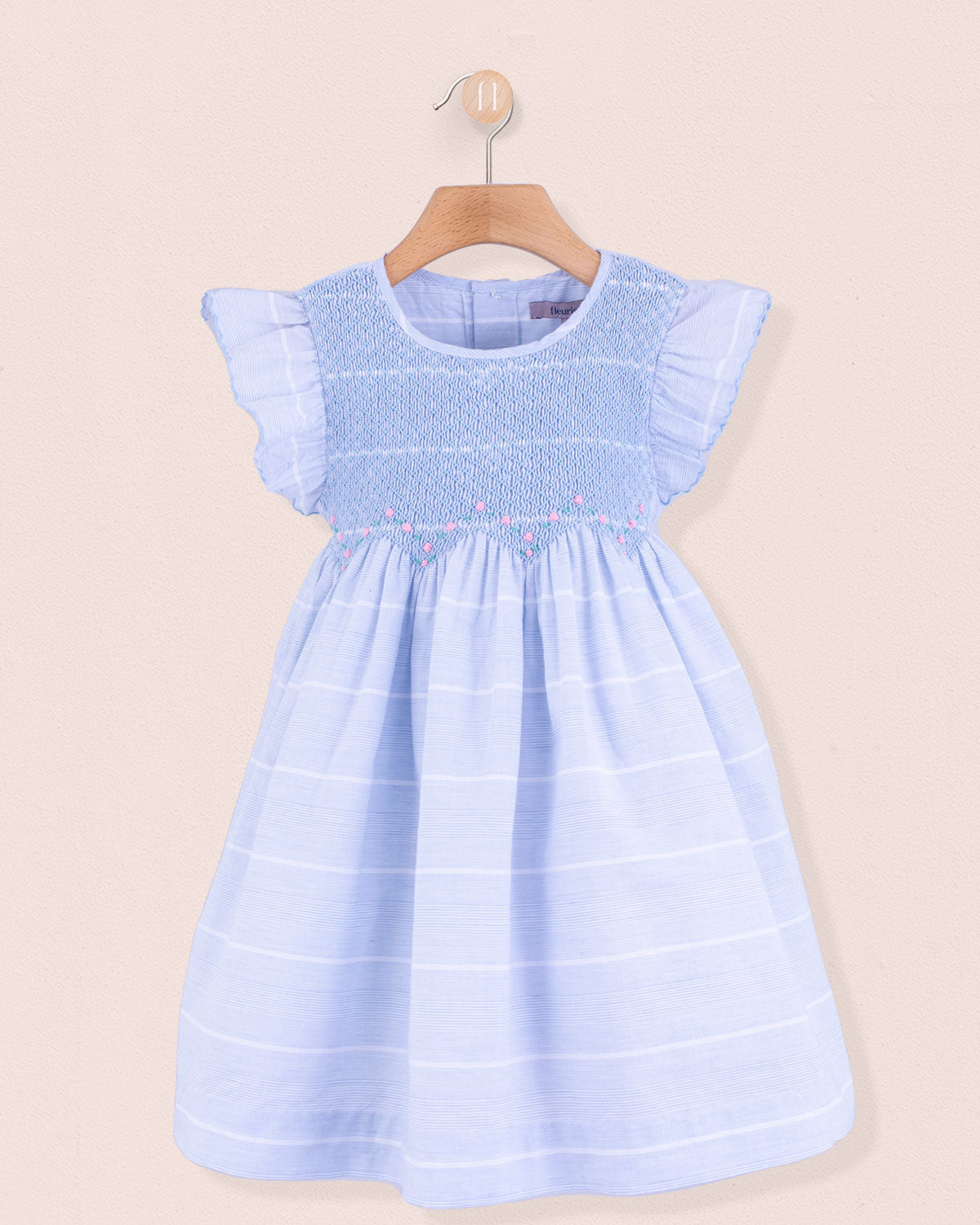 Beatrice Baby Blue Pinstripe Smock - Smocked Dress