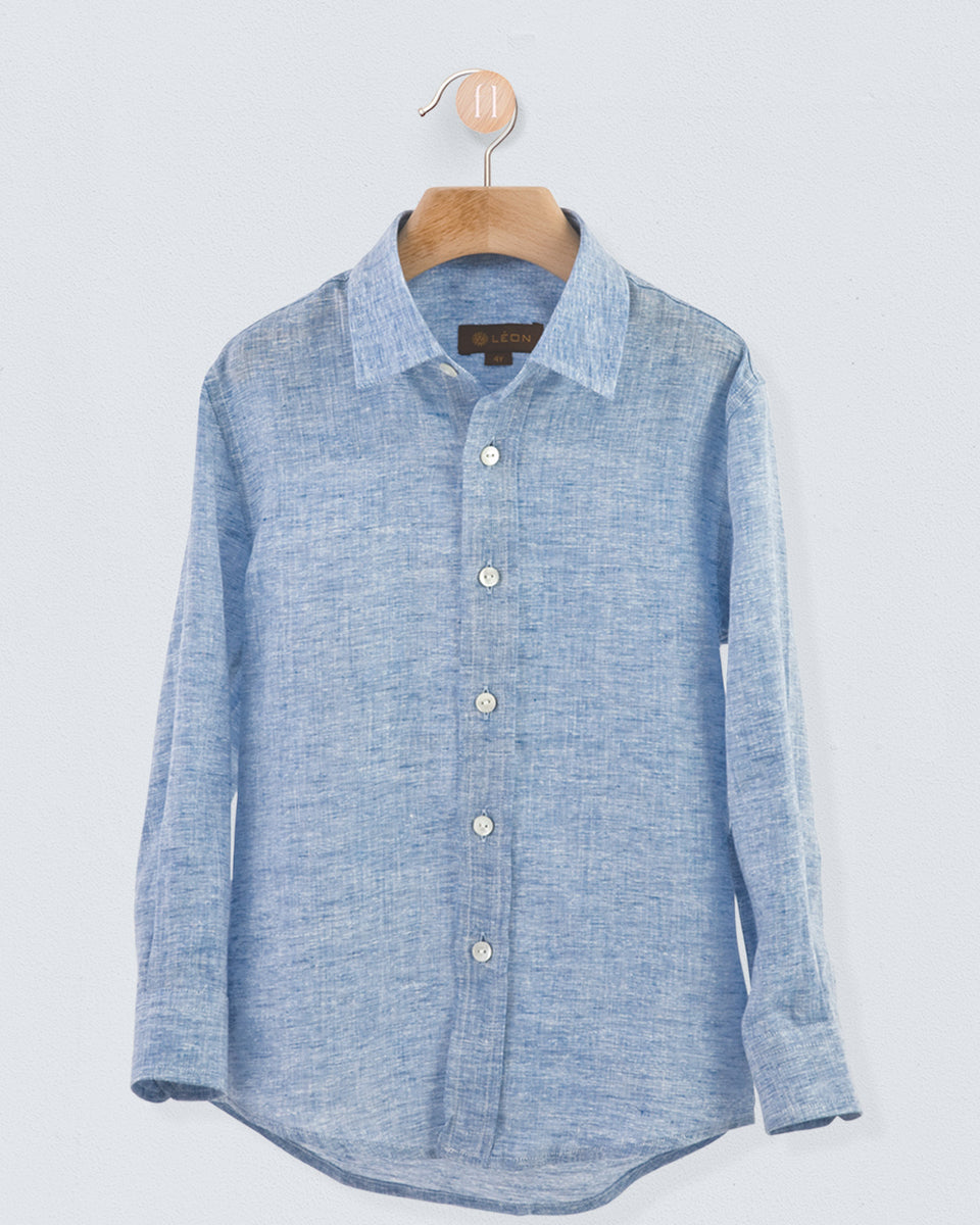 Bernard Blue Seafoam Linen Shirt