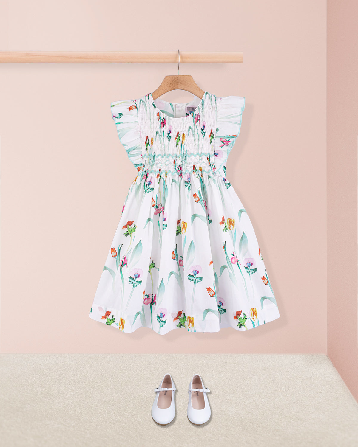Berenice Liberty Healing Mint Smock - Smocked Dress