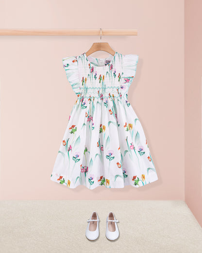 Berenice Liberty Healing Mint Smock - Smocked Dress