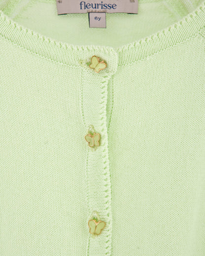 Betsy Lime Cardigan with Butterfly Buttons - Cardigan