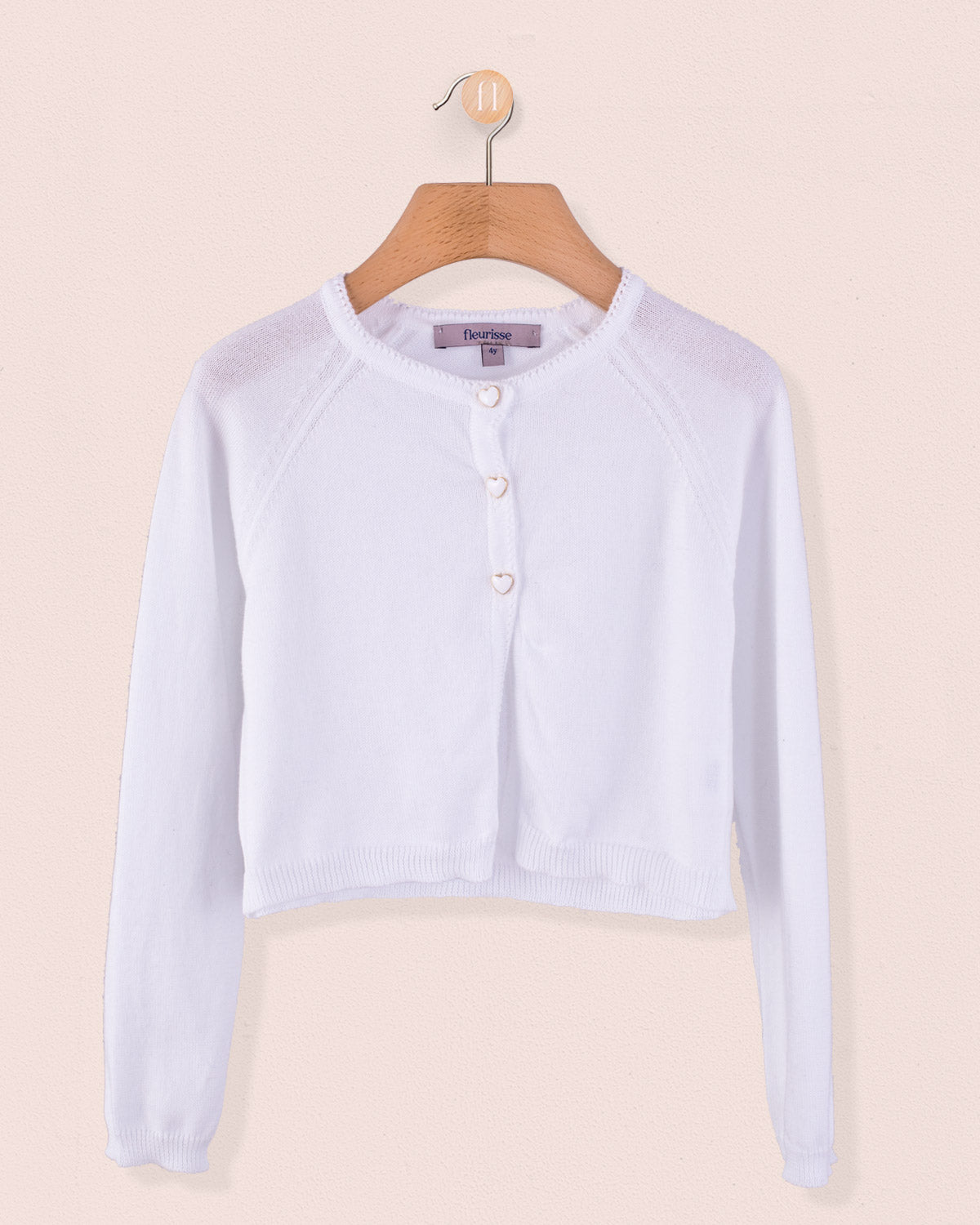 Betsy White Cardigan with Heart Buttons - Cardigan