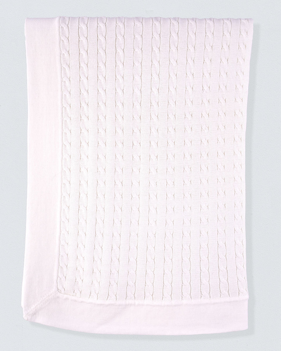 Oscar Cotton Cable Knit Blanket Cream