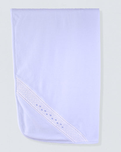 Pima Blue Smocked Receiving Blanket - Blanket