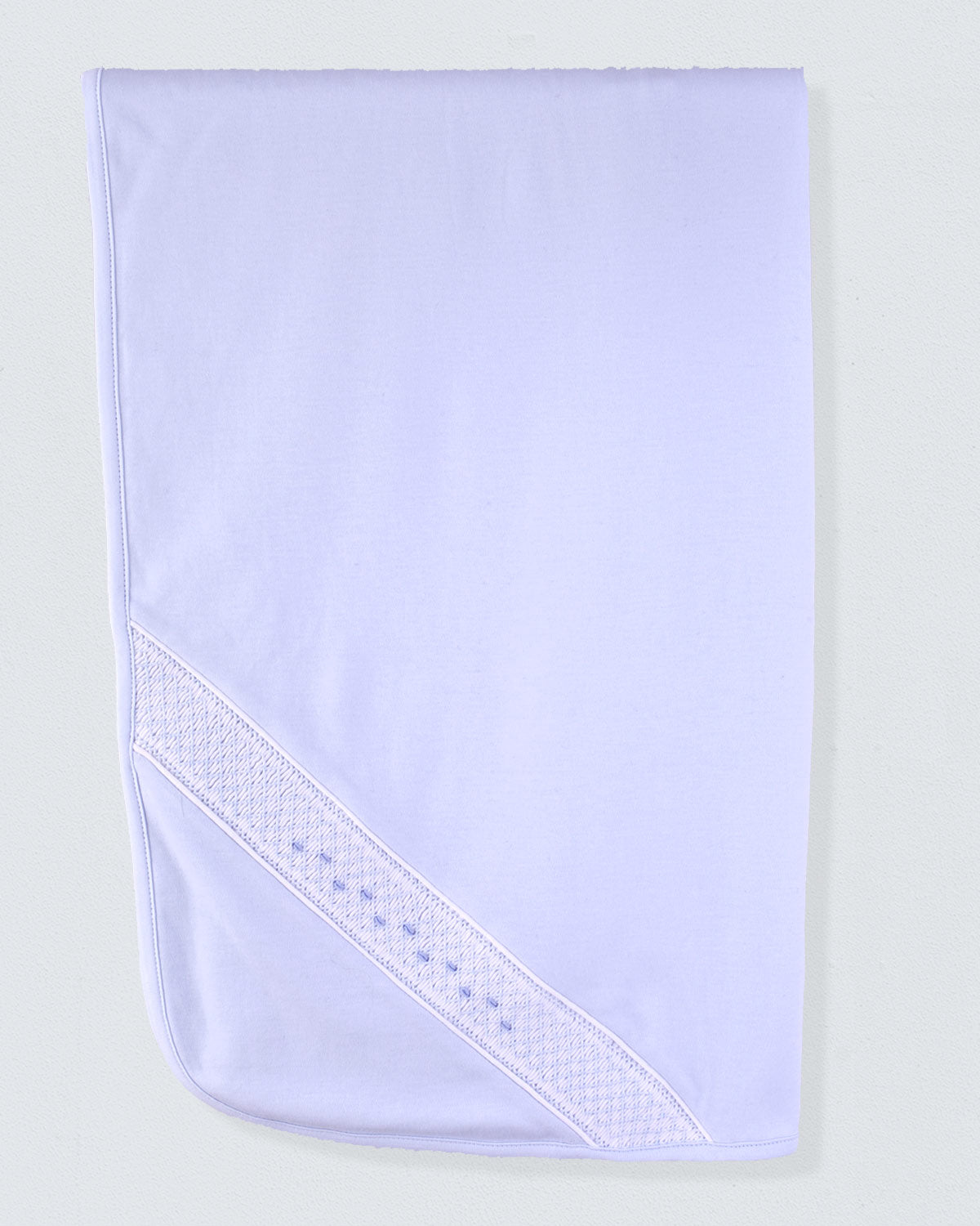 Pima Blue Smocked Receiving Blanket