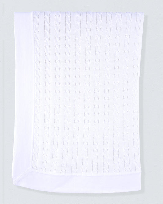 Oscar Cotton Cable Knit Blanket White - Blanket