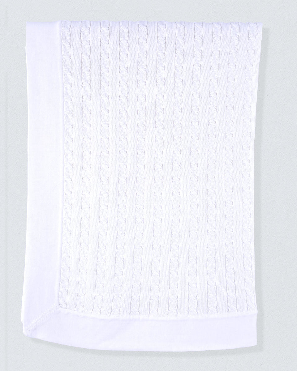 Oscar Cotton Cable Knit Blanket White