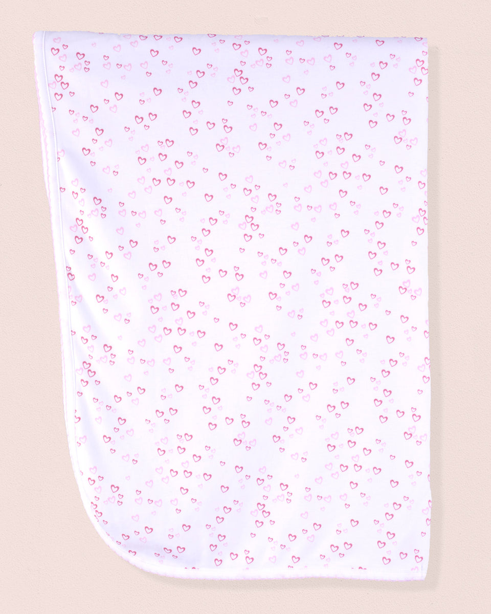 Pima Hearts Receiving Blanket Pink