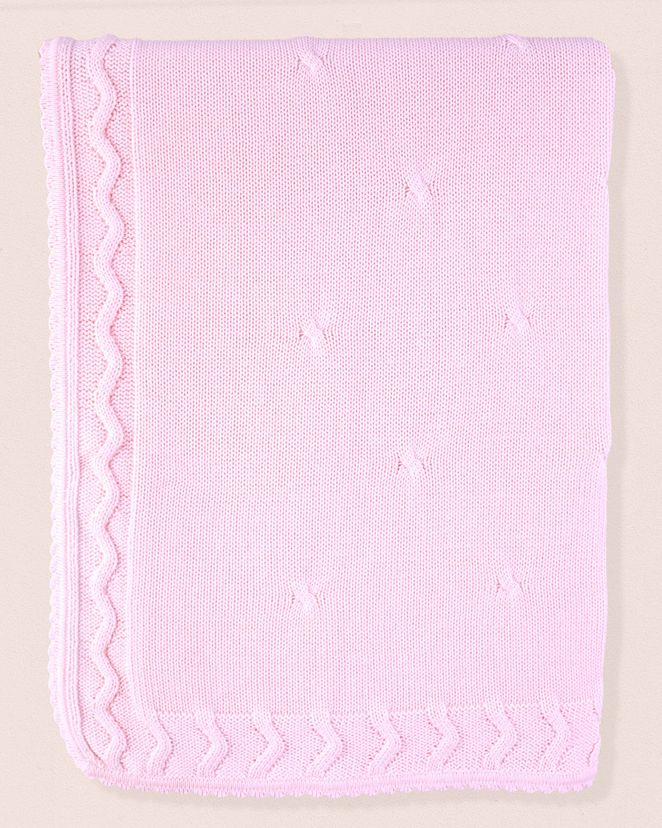 Cherie Cotton Knit Blanket Baby Pink