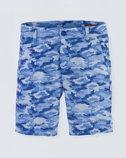 Blade Camouflage Blue Linen Shorts - Pant
