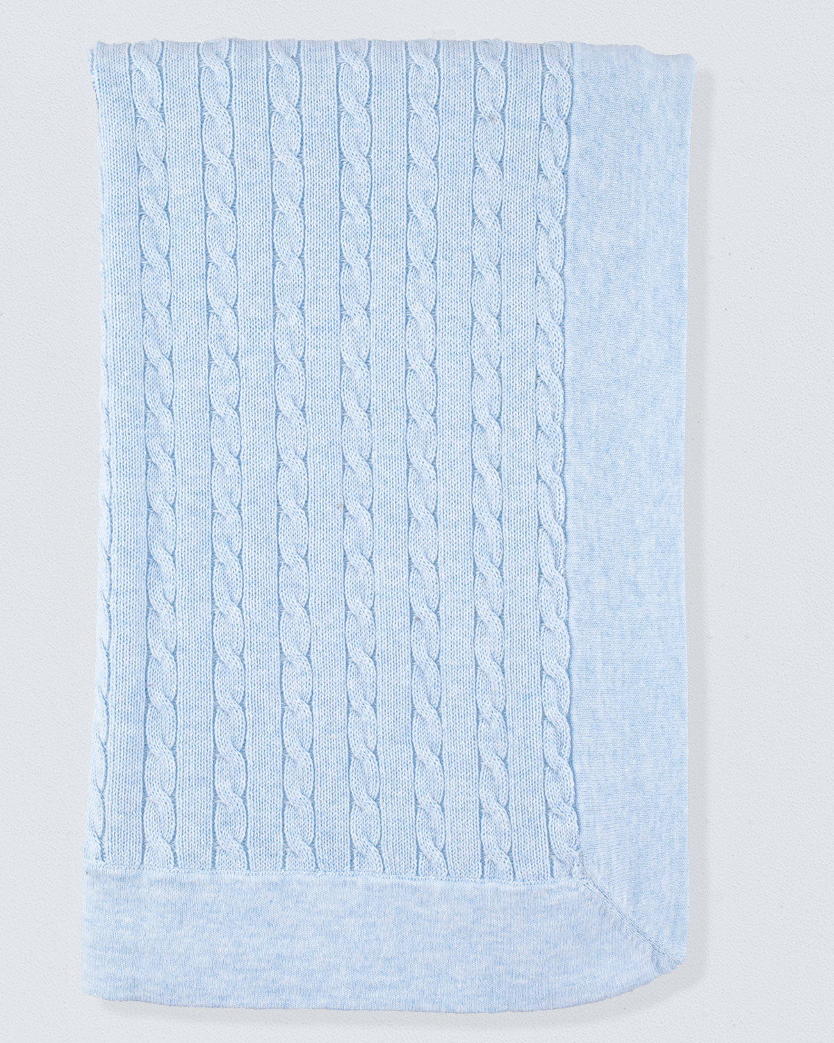 Oscar Light Blue Cotton Cable Knit Blanket - Blanket