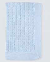 Oscar Light Blue Cotton Cable Knit Blanket