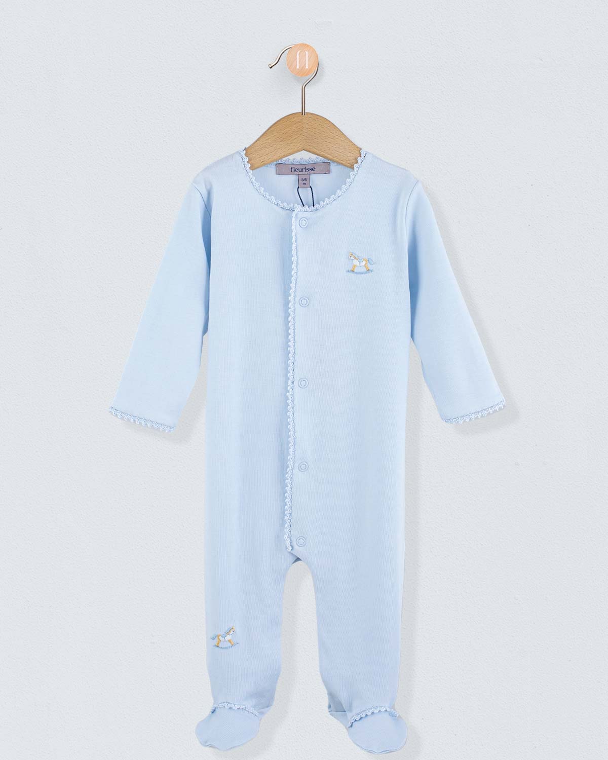 Pima Blue Embroidered Horse Stretchie - Stretchie