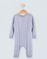 Maxime Baby Blue Mélange Knit Romper