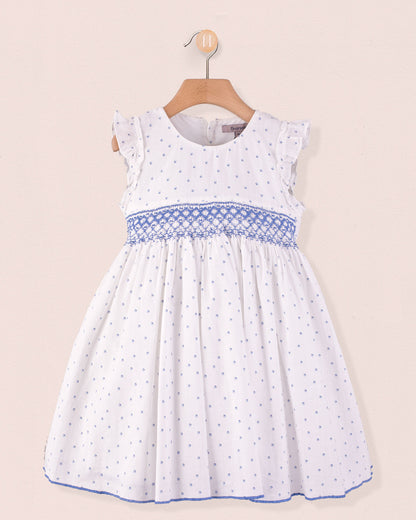 Bonnie French Blue Dots - Smocked Dress
