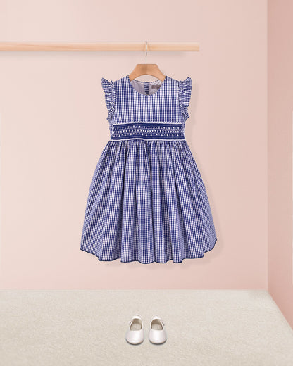 Bonnie French Navy Gingham - Smocked Dress