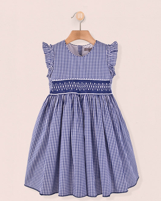 Bonnie French Navy Gingham - Smocked Dress