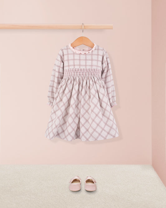 Felicity French Pink Check - Smocked Dress