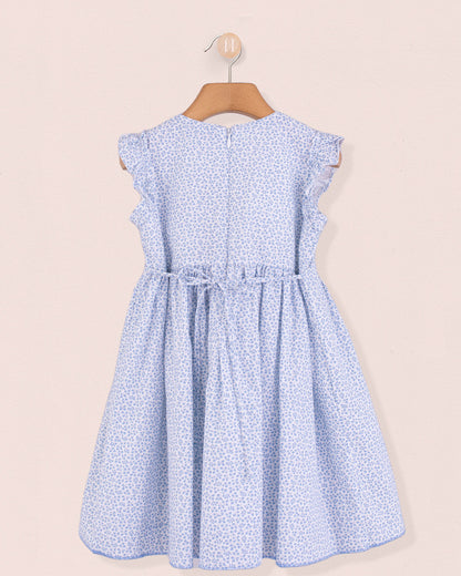 Bonnie French Blue Mini Floral Smock - Smocked Dress