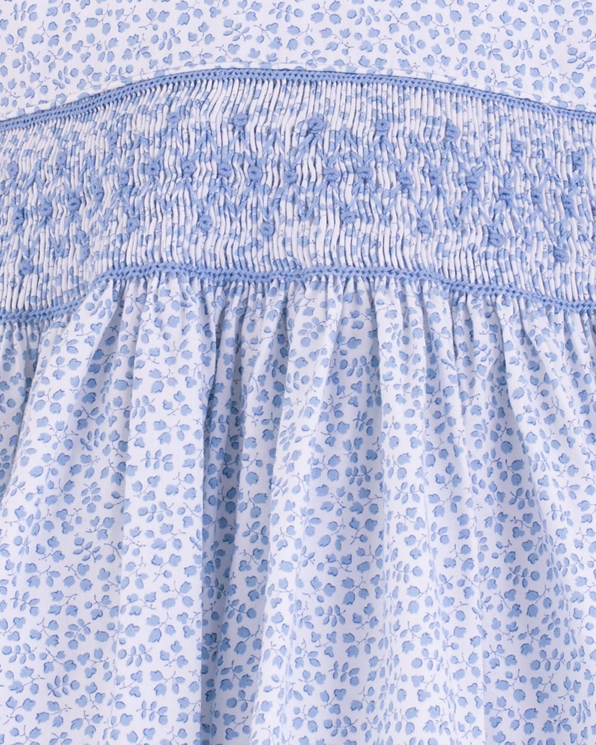 Bonnie French Blue Mini Floral Smock - Smocked Dress
