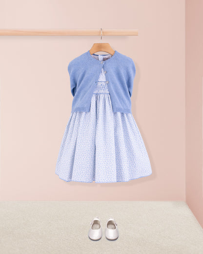 Bonnie French Blue Mini Floral Smock - Smocked Dress