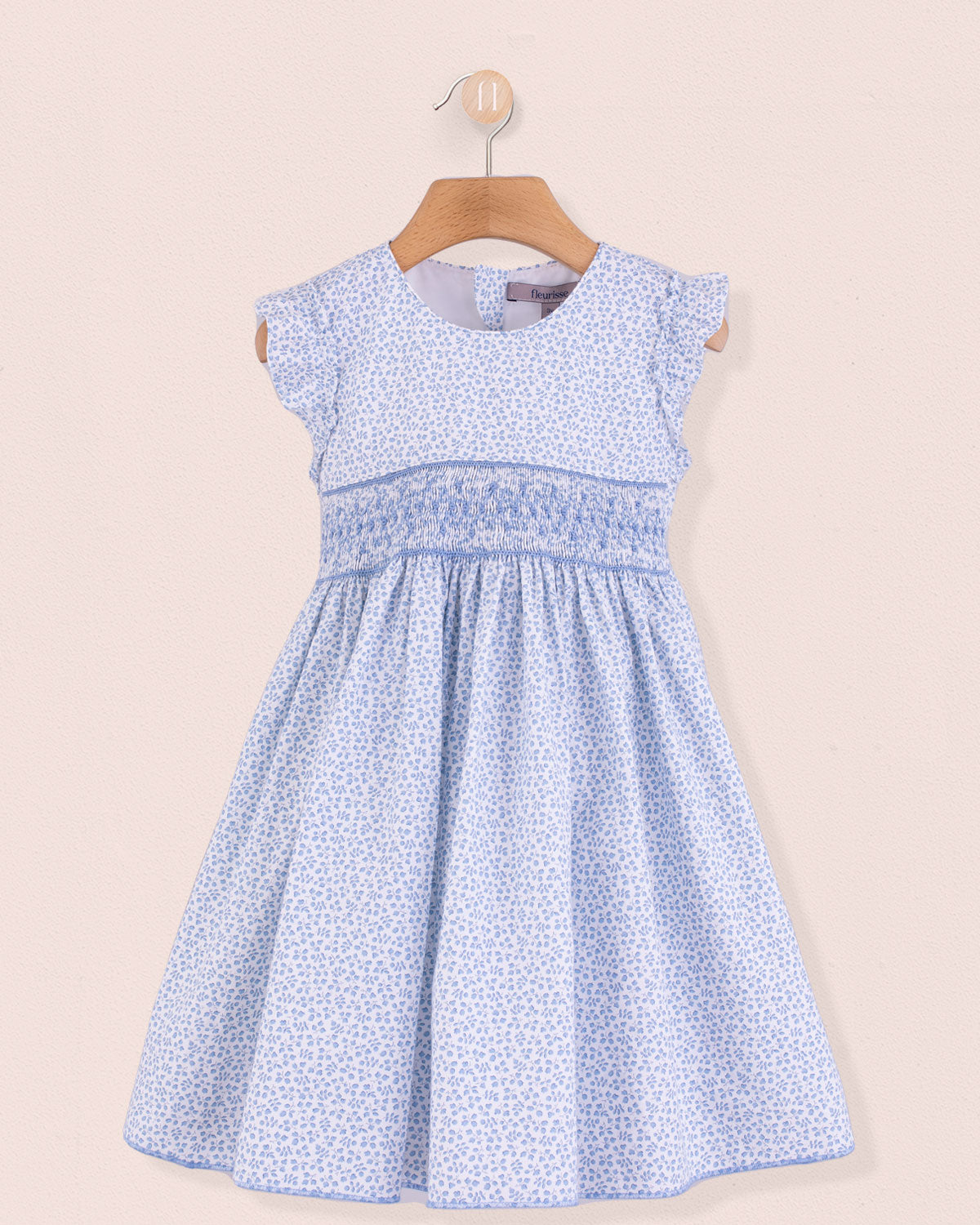 Bonnie French Blue Mini Floral Smock - Smocked Dress