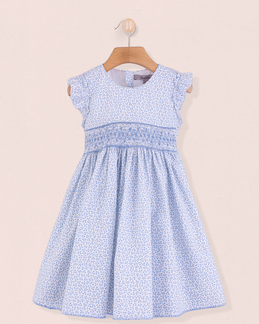 Bonnie French Blue Mini Floral Smock - Smocked Dress