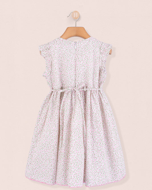 Bonnie French Pink Mini Floral Smock - Smocked Dress