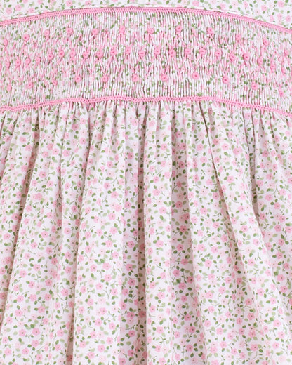 Bonnie French Pink Mini Floral Smock - Smocked Dress
