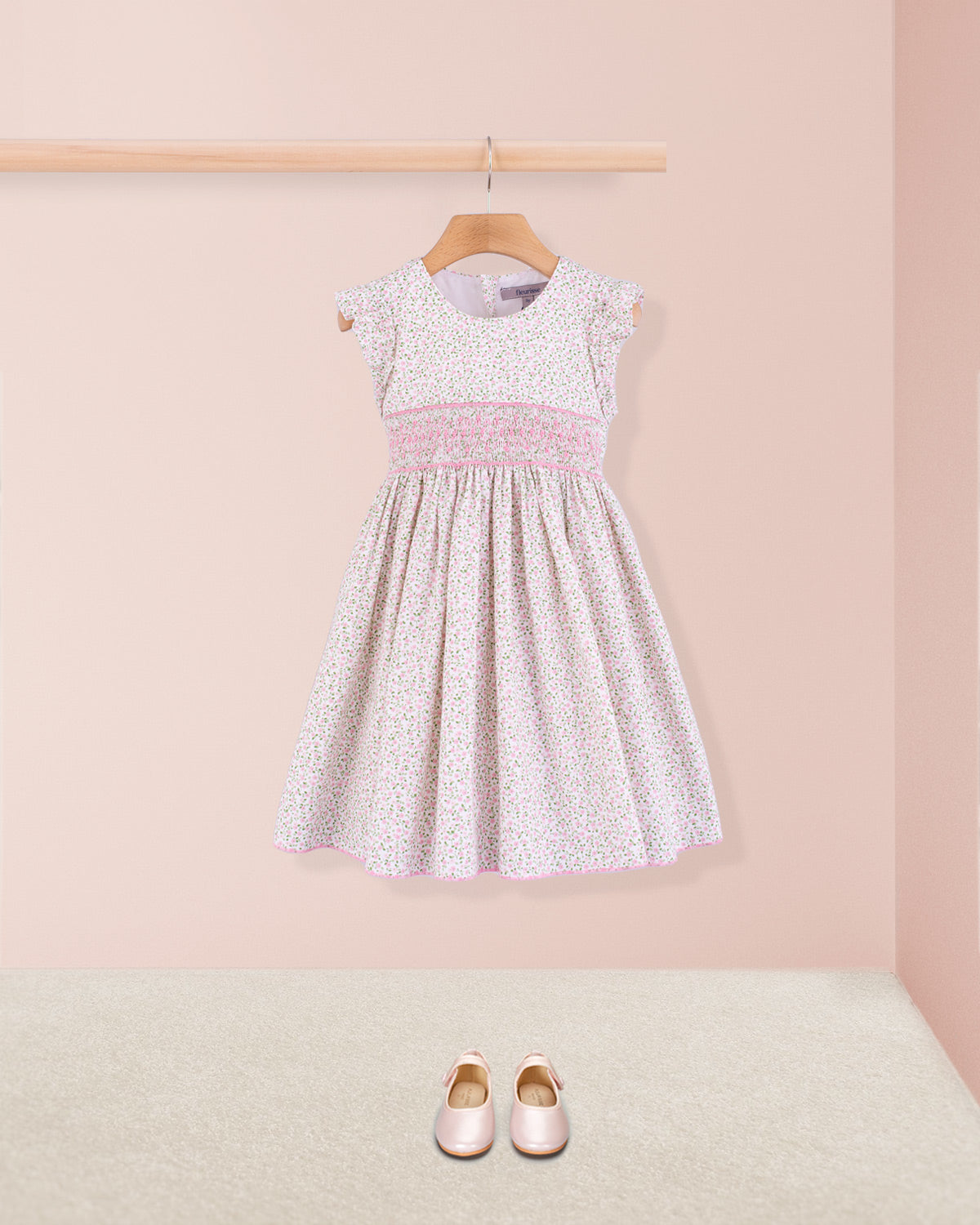 Bonnie French Pink Mini Floral Smock - Smocked Dress
