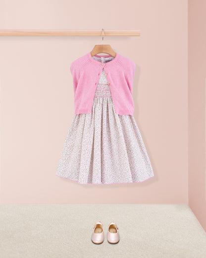 Bonnie French Pink Mini Floral Smock - Smocked Dress
