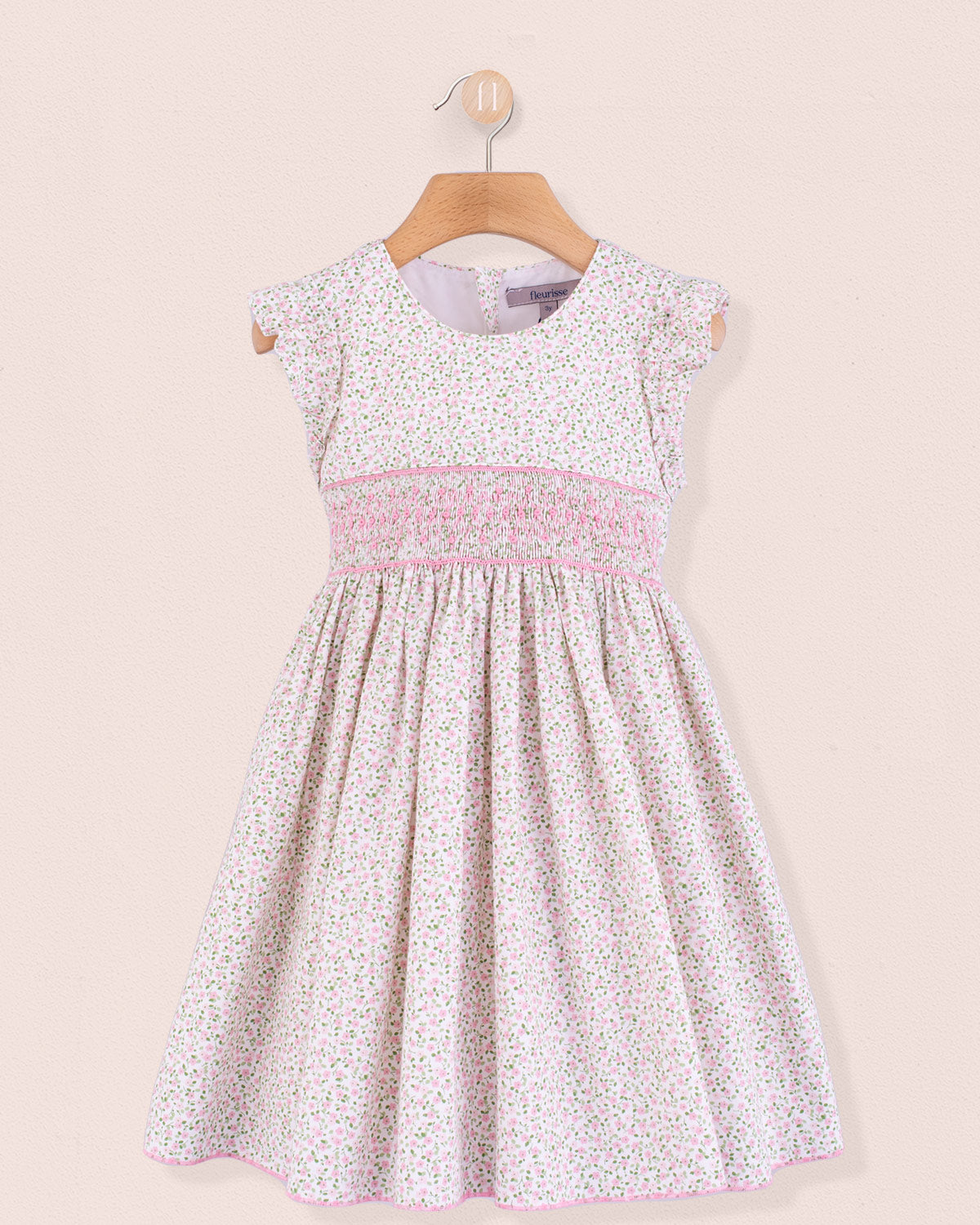 Bonnie French Pink Mini Floral Smock - Smocked Dress