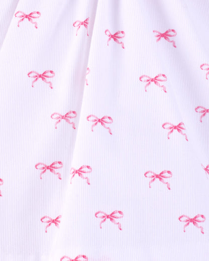 Kennedy Antique Pink Bows Smocked Bubble - Romper