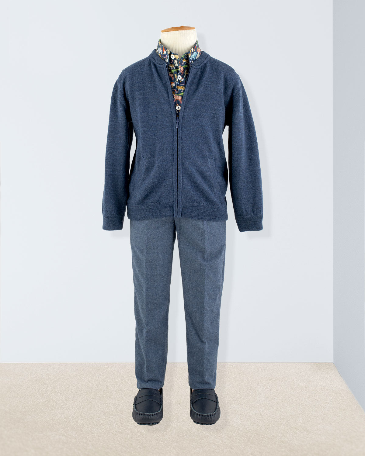 Knightsbridge Winter Blue Zipper Sweater - Sweater