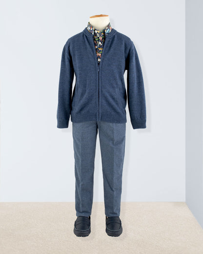 Knightsbridge Winter Blue Zipper Sweater - Sweater