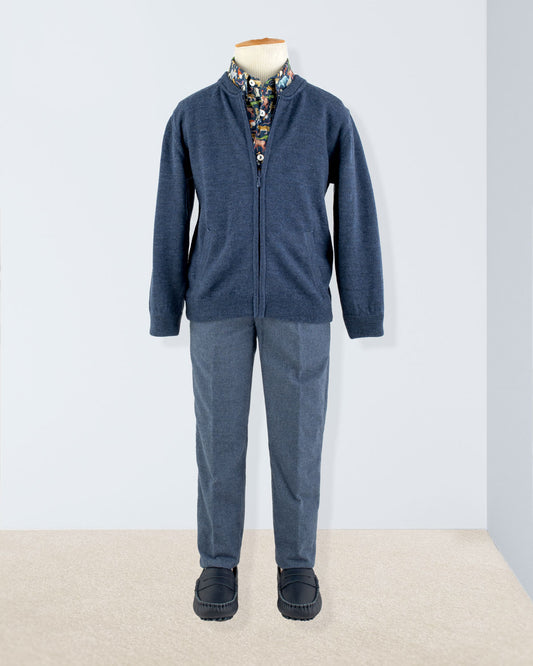 Knightsbridge Winter Blue Zipper Sweater - Sweater