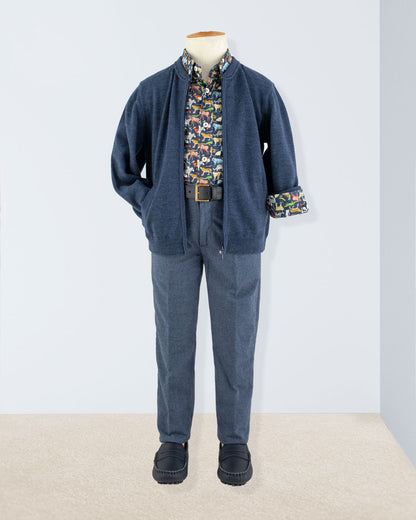 Knightsbridge Winter Blue Zipper Sweater - Sweater