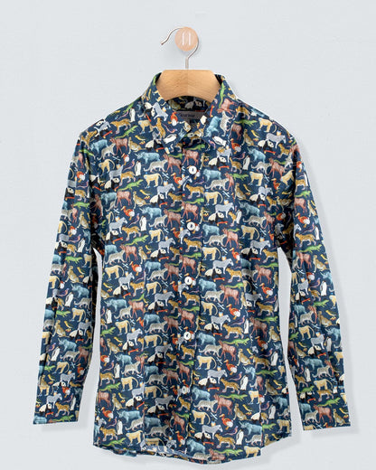 Bernard Liberty Navy Animals Shirt - Shirt