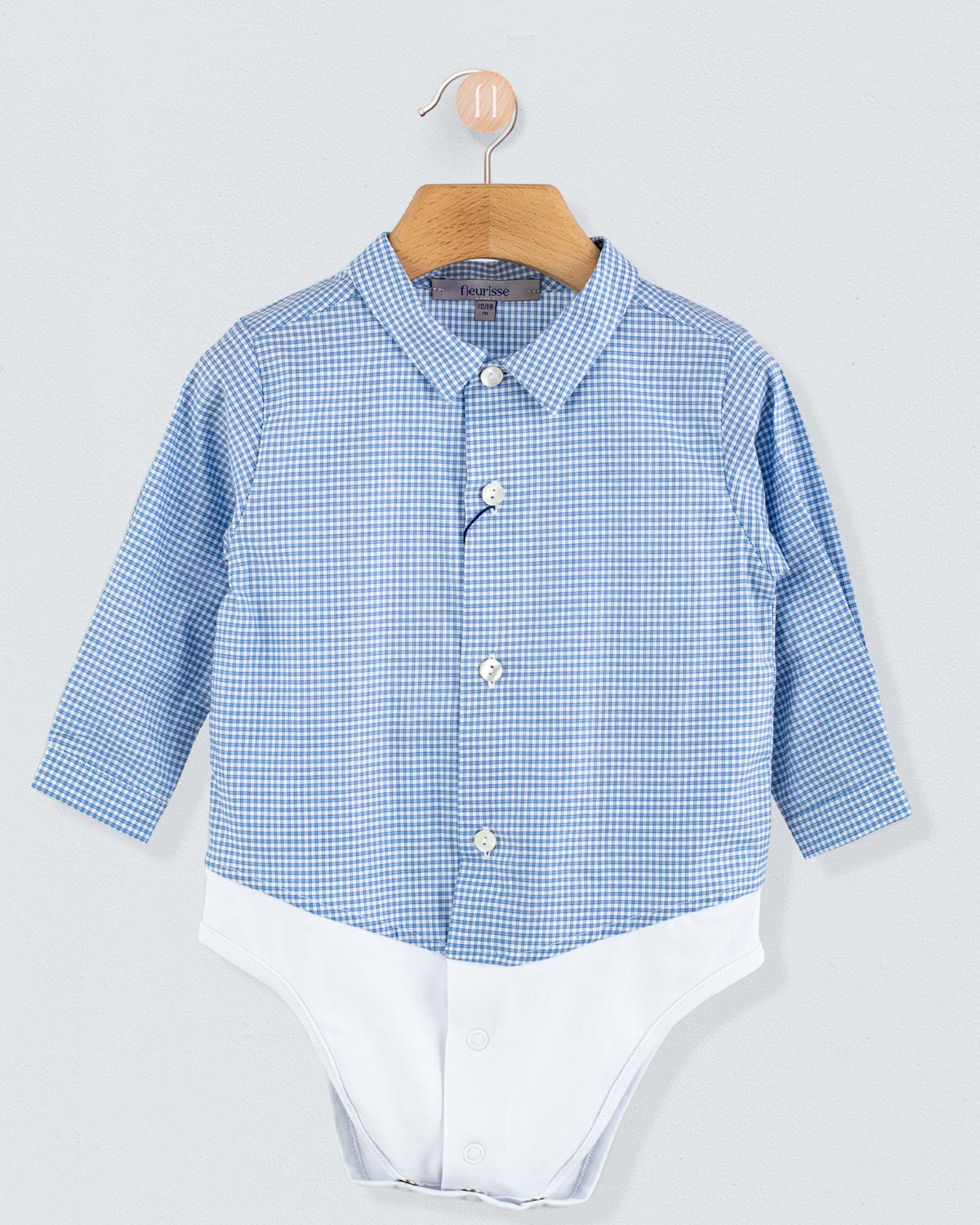 Louis Outline Blue Gingham Onesie Shirt - Shirt