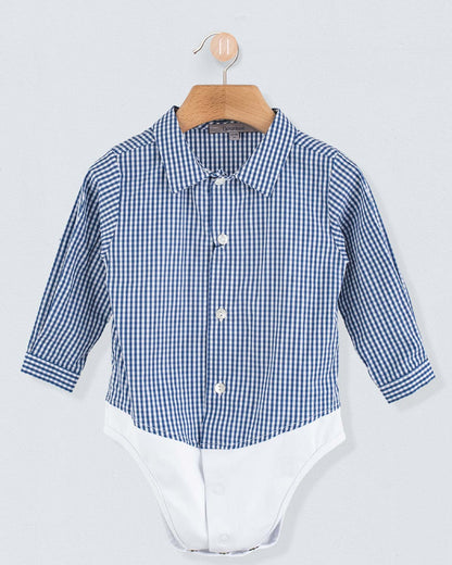 Louis Summer Navy Check Onesie Shirt - Shirt