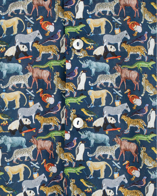 Bernard Liberty Navy Animals Shirt - Shirt
