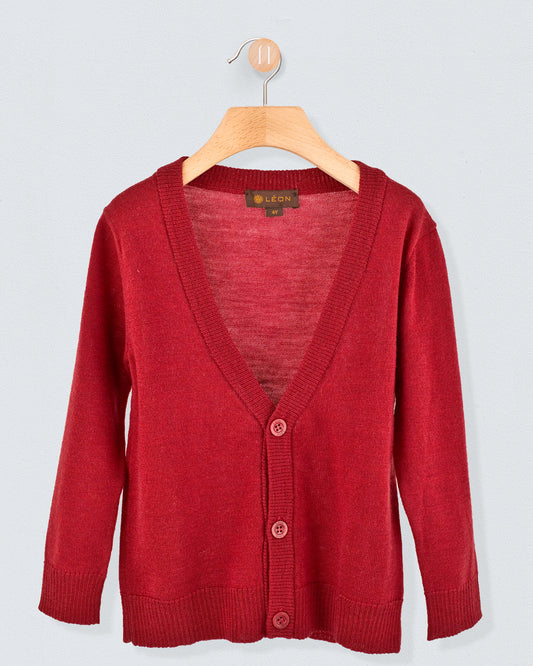 Nicholas Burgundy Wool Cardigan - Sweater